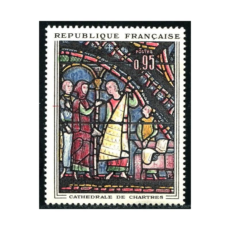 Collection Art n 1399 Neuf sans charnière Vitrail Chartres Timbre France 1963